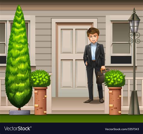 man  front   house royalty  vector image