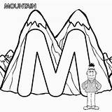 Letter Coloring Street Sesame Bert Abc Pages Mountain Alphabet Letters Mountains sketch template