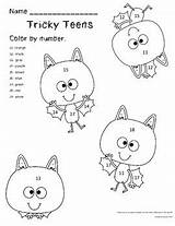 Color Number Tricky Batty Teens Preview sketch template