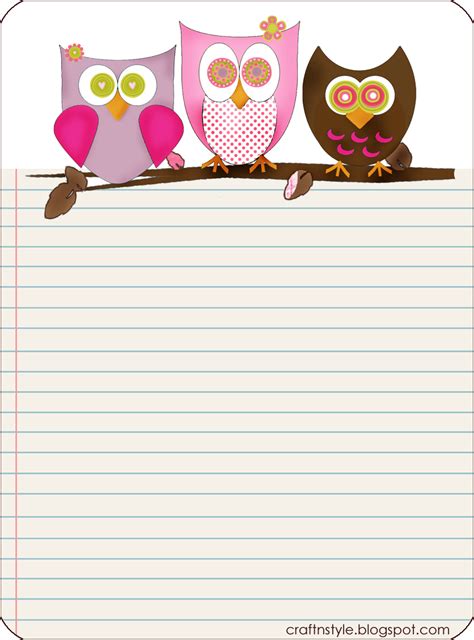 printable owl stationery  printable stationery paper owls