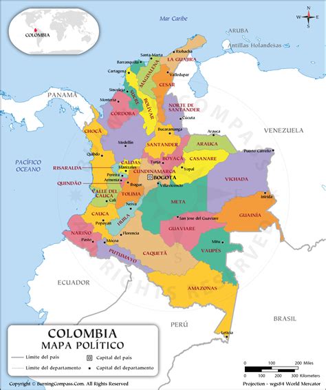 view mapa politico de colombia  sus departamentos  capitales