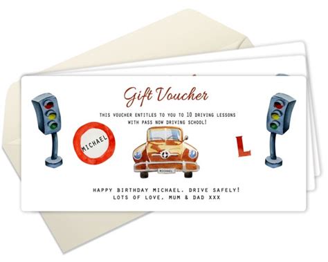 birthday gift driving lesson voucher gift voucher etsy uk