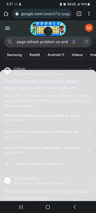 fix chrome white screen flash  reloading page  android