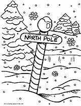 Coloring Pages Christmas Pole North Season Color Holiday Printable Sheets Kids Winter Print Drawings Seasonal sketch template