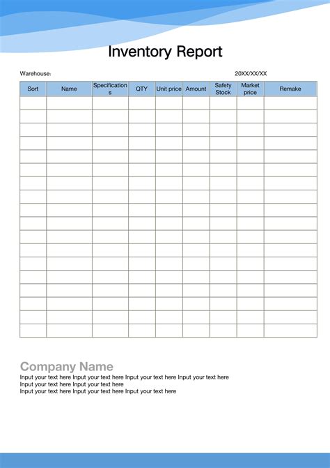 word  inventory report stock listdocx wps  templates