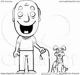 Senior Walk Ready Happy Man His Clipart Dog Thoman Cory Outlined Coloring Vector Cartoon 2021 sketch template