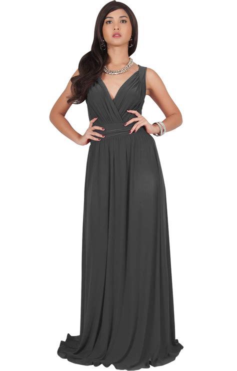 koh koh  size womens long sleeveless flowy bridesmaids cocktail party evening formal sexy
