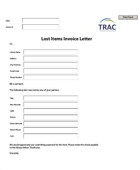 sample invoice letter templates   ms word