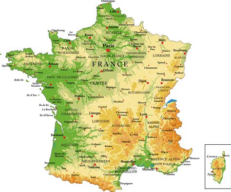 carte de france geographie plateaux montagneux plaine relief