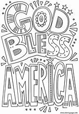 Coloring Bless God America Pages July 4th Doodle Printable Independence Color Christian Print Religious Crafts Online sketch template