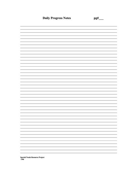 daily progress note template printable