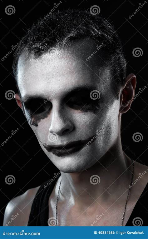 scary face stock photo image  doom clown dark actor