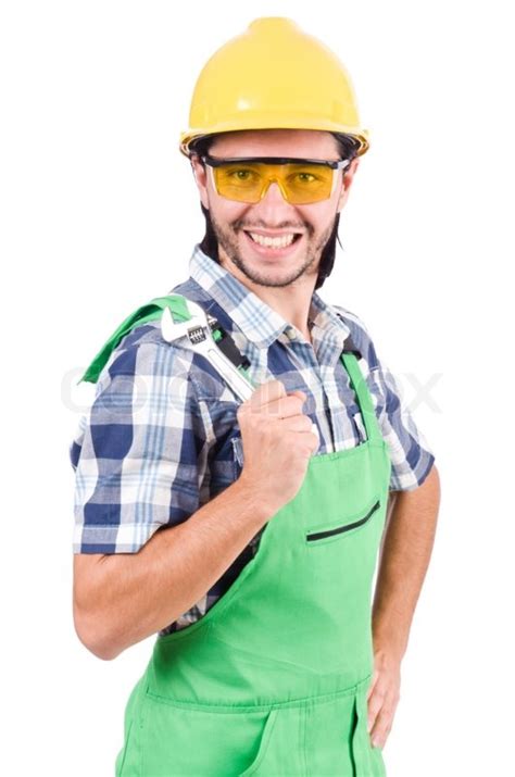 industrial worker isolated   white stock image colourbox
