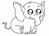 Elephant Coloring Pages Baby Cute Big Animals Eyes Printable Animal Cartoon Drawing Eyed Eye Head Kids Girls Large Print Color sketch template