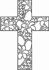 Coloring Cross Easter Pages Religious Printable Flowers Adult Jesus Color Kids Adults Catholic Bible Red Christian Colouring Crosses Sheets Mandala sketch template