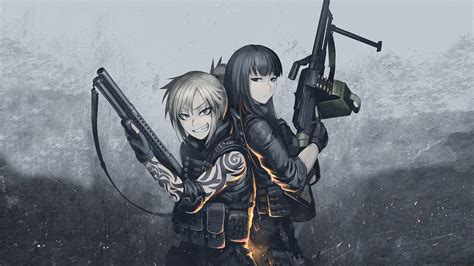 Anime Anime Girls Hellshock Machine Gun Hetza