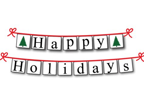 printable happy holidays banner evergreen christmas tree decoration
