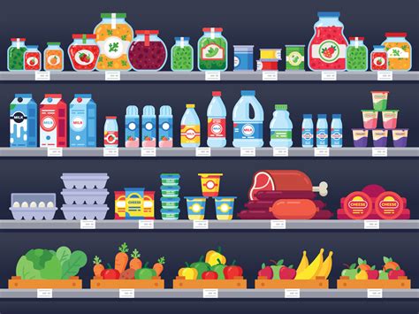 food products  shop shelf supermarket shopping shelves food store