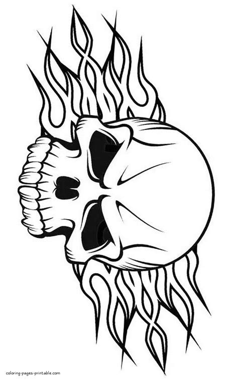 flamed skull coloring page skull coloring pages skull art drawing
