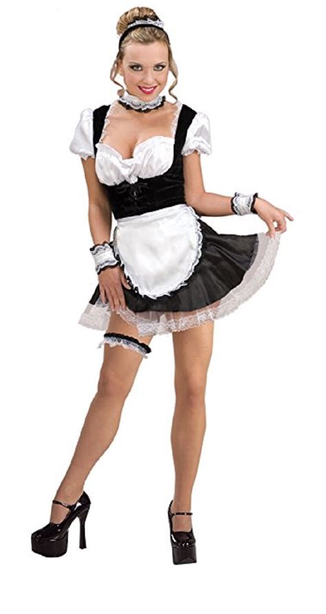 french maid costume kit set adult womens black white choker apron
