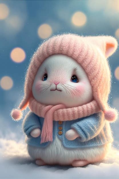 premium photo adorable baby rabbit  winter