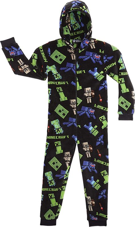 minecraft onesie fleece kind jongen warm gamer pyjamas zacht jongens pyjama hip loungewear