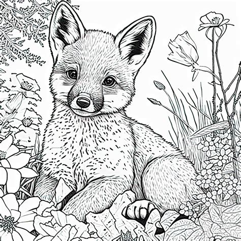 baby realistic fox coloring pages