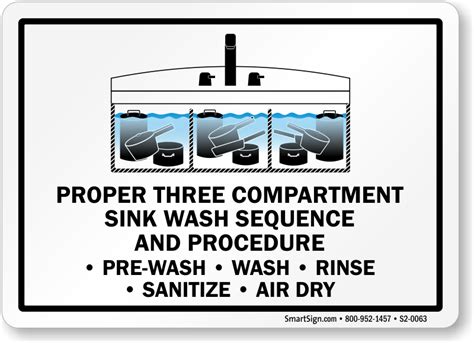 proper  compartment sink wash sequence sign sku