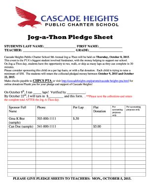 sample pledge sheet  document template