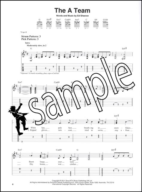 Ed Sheeran For Easy Guitar Tab Sheet Music Book A Team