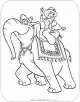 Coloring Abu Aladdin Pages Jasmine Elephant Disneyclips Riding Pdf sketch template