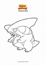 Gible Ausmalbild Drache Drago Supercolored Pokémon sketch template