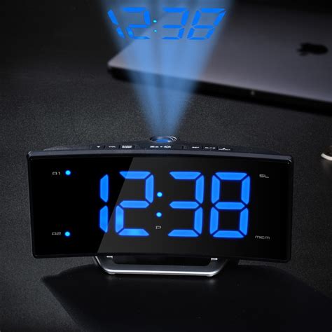 radio projection alarm clock large led mirror display electronic digital luminous table clocks