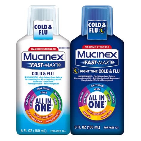 mucinex fast max maximum strength day time  night time cold  flu liquid  fl oz