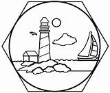 Stained Lighthouse Glass Stepping Stone Pattern Coloring sketch template