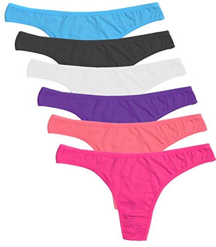 6 Pack Womens Thongs Cotton Breathable Panties Bikini Underwear Small