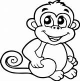 Monkey Coloring Cartoon Smile Pages Cute Baby Kids Drawing Wecoloringpage sketch template
