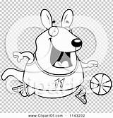 Kangaroo Basketball Playing Clipart Chubby Wallaby Outlined Coloring Cartoon Vector Cory Thoman sketch template