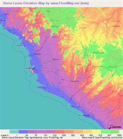 sierra leone elevation and elevation maps of cities