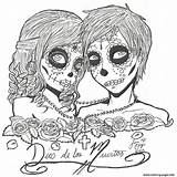 Coloring Pages Skull Sugar Printable Couples Popular sketch template