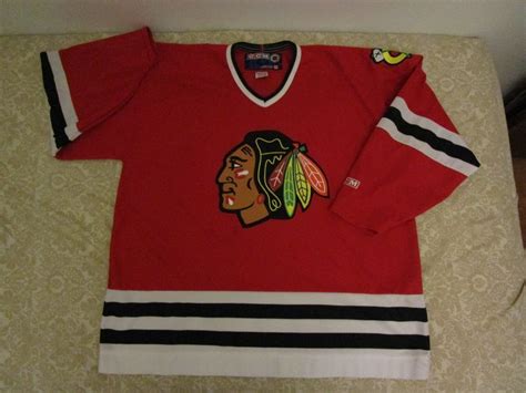 vintage 90s ccm chicago blackhawks red hockey nhl