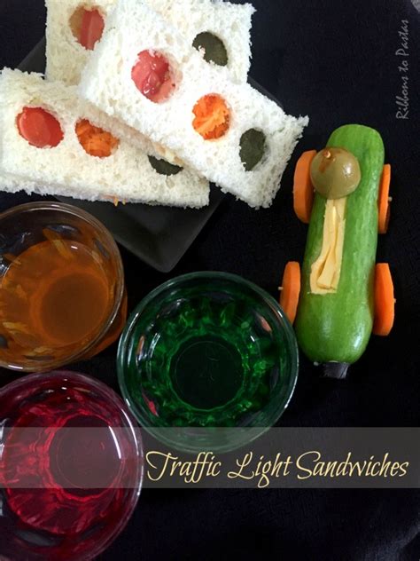 Traffic Light Sandwiches With Cucumber Car Ribbons To Pastas