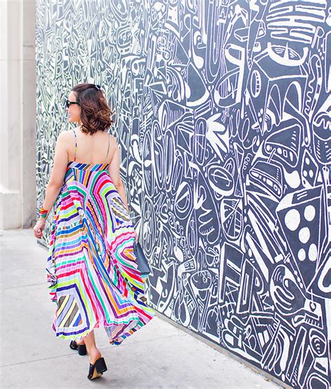 milly rainbow striped pleated dress in austin texas carrie colbert