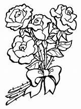 Bouquet Roses Coloring Flower Color sketch template