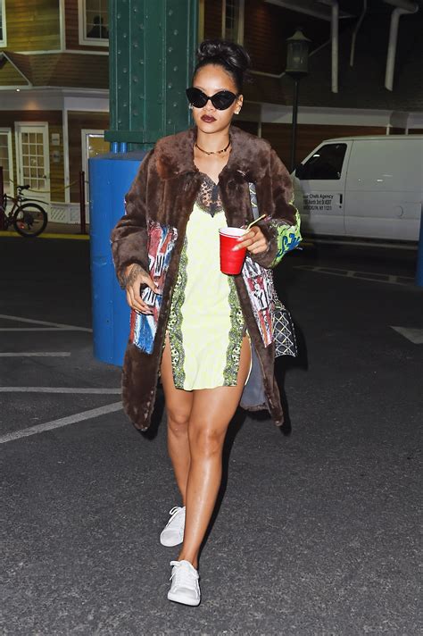 Rihanna Wears Rolling Stones Fur Coat Rihanna S Latest
