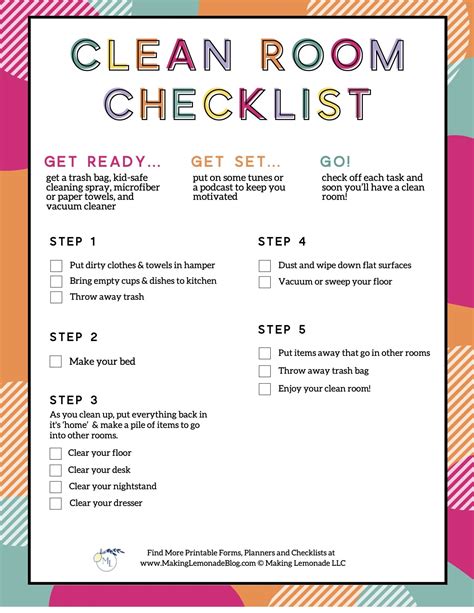 Checklist For Cleaning Room