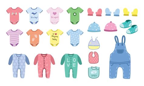 vector set  baby clothes clipart simple cute baby onesie jumpsuit