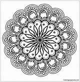 Mandala Pages Flowers Hand Coloring sketch template
