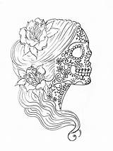 Skull Coloring Pages Sugar Mindfulness Colouring Drawing Sheets Printable Girl Female Woman Girly Simple Adults Adult Mindful Print Candy Getdrawings sketch template