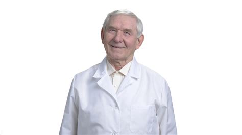 Old Man In White Wear In White Isolated Background Cheerful Friendly